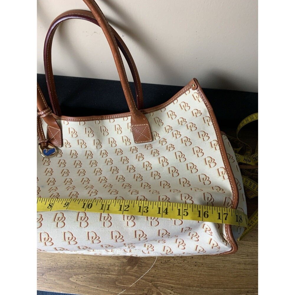Dooney & Bourke Letter Logo Monogram Tote Bag Leather Canvas Beige - Picture 15 of 16